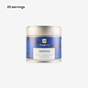 Dakys ceremonial-grade organic matcha in a premium silver tin – 30g, 20 servings. Clean, high-performance energy with L-theanine for calm focus and mental clarity. Perfect for deep work, stress-free productivity, and daily rituals.