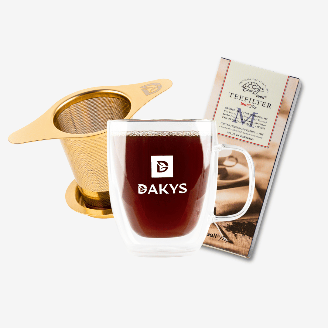 Premium Dakys Ritual Combo — complete set of accessories for perfect preparation of ultra-clean performance drinks, including infuser, cup and paper filters.
